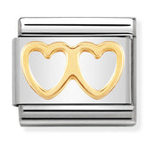 Nomination Composable Classic Link 030116/03 Double Heart in 18K Gold